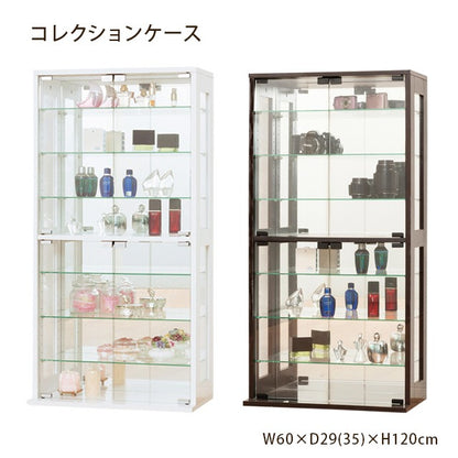コレクションケース 幅60 高さ120 背面ミラー ガラス棚 コレクションラック フィギュアケース ディスプレイラック 棚 ガラスケース シンプル 白 ホワイト おしゃれ(代引不可)