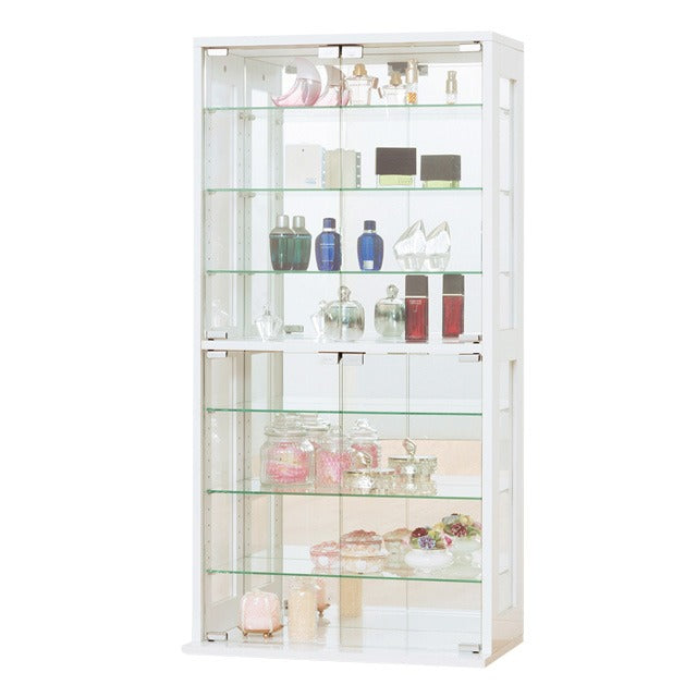 コレクションケース 幅60 高さ120 背面ミラー ガラス棚 コレクションラック フィギュアケース ディスプレイラック 棚 ガラスケース シンプル 白 ホワイト おしゃれ(代引不可)