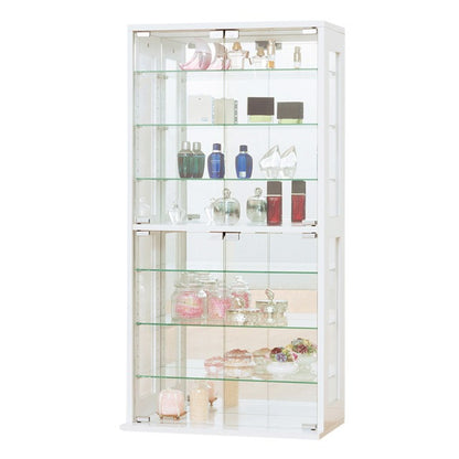 コレクションケース 幅60 高さ120 背面ミラー ガラス棚 コレクションラック フィギュアケース ディスプレイラック 棚 ガラスケース シンプル 白 ホワイト おしゃれ(代引不可)