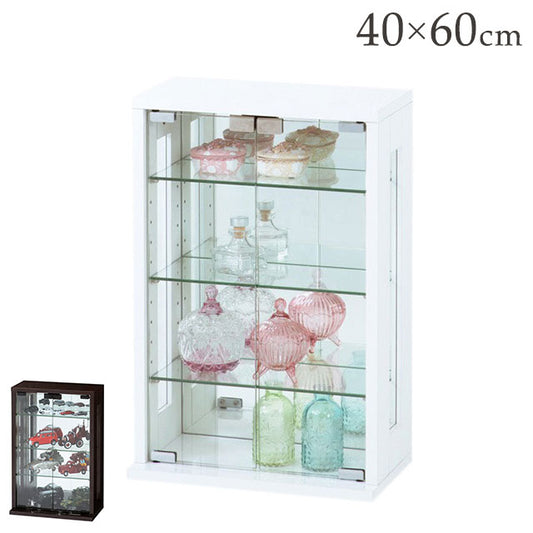 卓上 コレクションケース 縦型 幅40 高さ60 背面ミラー ガラス棚 コレクションラック フィギュアケース ディスプレイラック 棚 ガラスケース シンプル 白 ホワイト おしゃれ(代引不可)