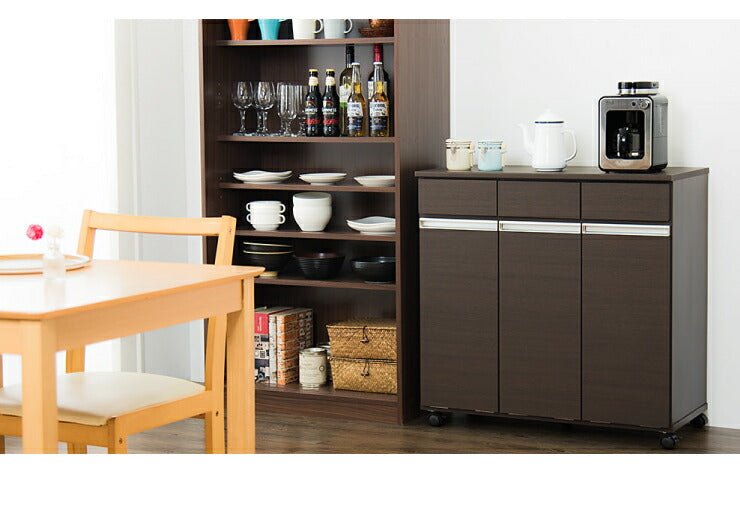 ごみ箱 ゴミ箱 分別 大容量 3分別 完成品 ダストボックス 幅82 スリム キッチンカウンター 鏡面 白 ホワイト キャスター おしゃれ 韓国インテリア(代引不可)