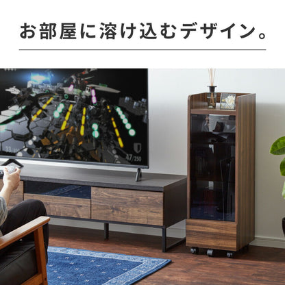 隠せる ゲーム機収納ラック Switch/PS5対応 幅32 高さ96.5 ゲーム機 本体 コントローラー ソフト 収納 ラック 収納棚 強化ガラス扉 キャスター 引き出し 引出し おしゃれ(代引不可)