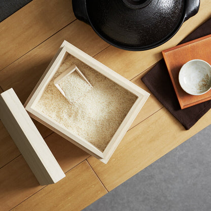 米びつ 桐 5kg 日本製 マス付き かぶせ蓋 新潟製造 おしゃれ キッチン 収納 お米 ライスストッカー ライスボックス ストッカー 防虫 虫除け 収納 米櫃 米ビツ 和風 木製 台所 総桐製 天然木(代引不可)