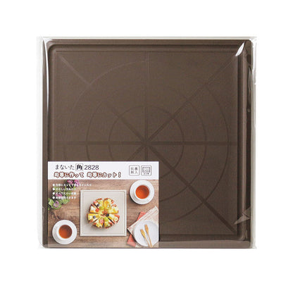 カクセー M-2828BW まないた 角 2828 ブラウン 均等 〇×ライン 目盛り付 汁こぼれ防止 溝付き 全周テーパーカット(代引不可)