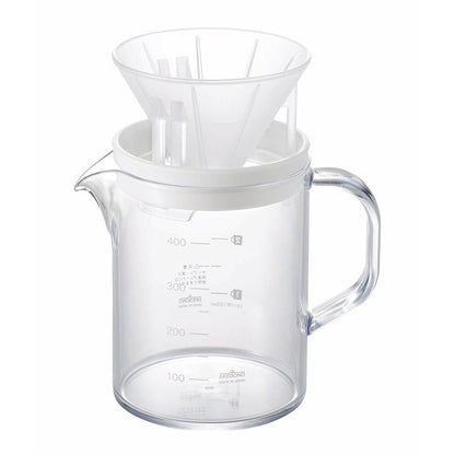 カクセー TW-3767 コーヒーサーバーストロン400ビーカーコンパクトドリッパーセット ホワイト ビーカータイプ(代引不可)