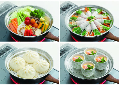 蒸し器 シルバー 蒸しプレート カクセー スチーマー フライパンスチーマー 26・28cm対応 FSC-09 フライパン用 鍋用 キッチン用品 蒸し料理 フライパンにのせて使う ふた付 ステンレス製 フタ付 蓋付(代引不可)