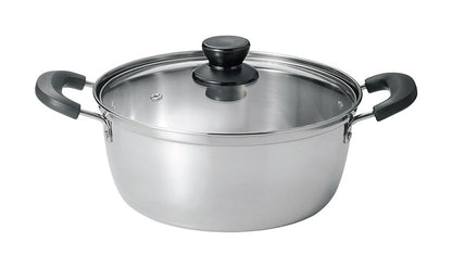 カクセー NW-10 NIRWAKA -ニルワーカ- IH対応 ステンレス製両手鍋 22cm 扱いやすい シンプル お手入れしやすい(代引不可)