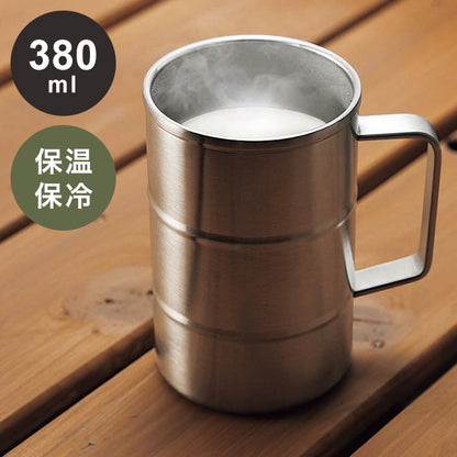 カクセー DK-01 真空二重ドラム缶マグ380ml 真空二重構造 長持ち 真空断熱層 冬 夏 おいしい温度(代引不可)