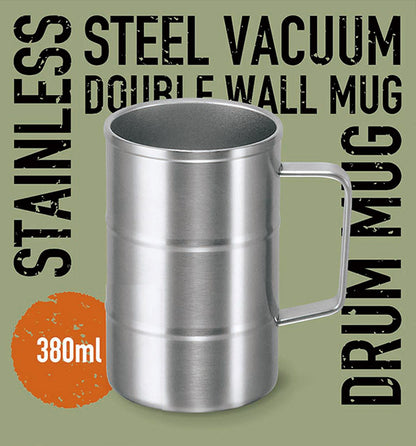 カクセー DK-01 真空二重ドラム缶マグ380ml 真空二重構造 長持ち 真空断熱層 冬 夏 おいしい温度(代引不可)