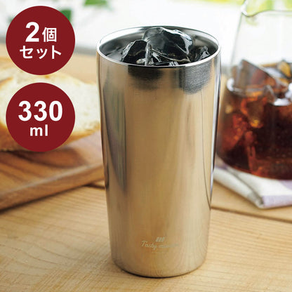 カクセー TM-10 Tasty mirror -テイスティミラー- 真空二重タンブラー 330ml×2pcs エッジミラー仕上げ(代引不可)