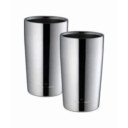 カクセー TM-10 Tasty mirror -テイスティミラー- 真空二重タンブラー 330ml×2pcs エッジミラー仕上げ(代引不可)