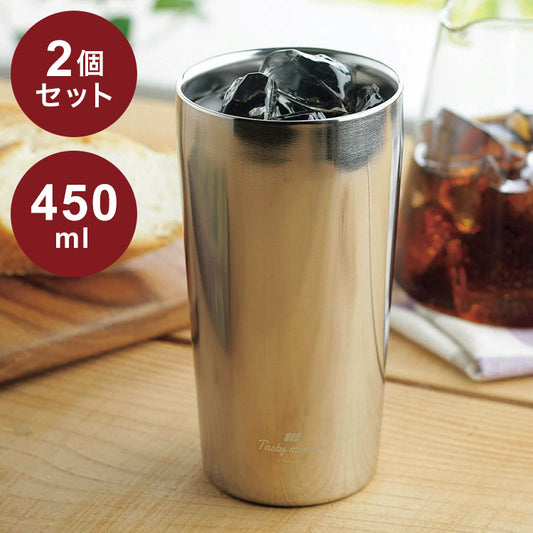 カクセー TM-12 Tasty mirror -テイスティミラー- 真空二重タンブラー 450ml×2pcs エッジミラー仕上げ(代引不可)