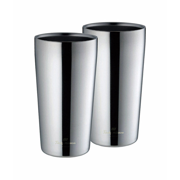 カクセー TM-12 Tasty mirror -テイスティミラー- 真空二重タンブラー 450ml×2pcs エッジミラー仕上げ(代引不可)