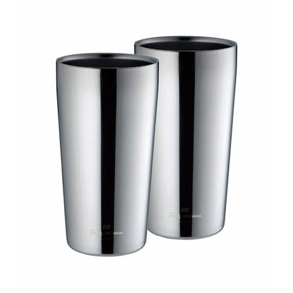 カクセー TM-12 Tasty mirror -テイスティミラー- 真空二重タンブラー 450ml×2pcs エッジミラー仕上げ(代引不可)