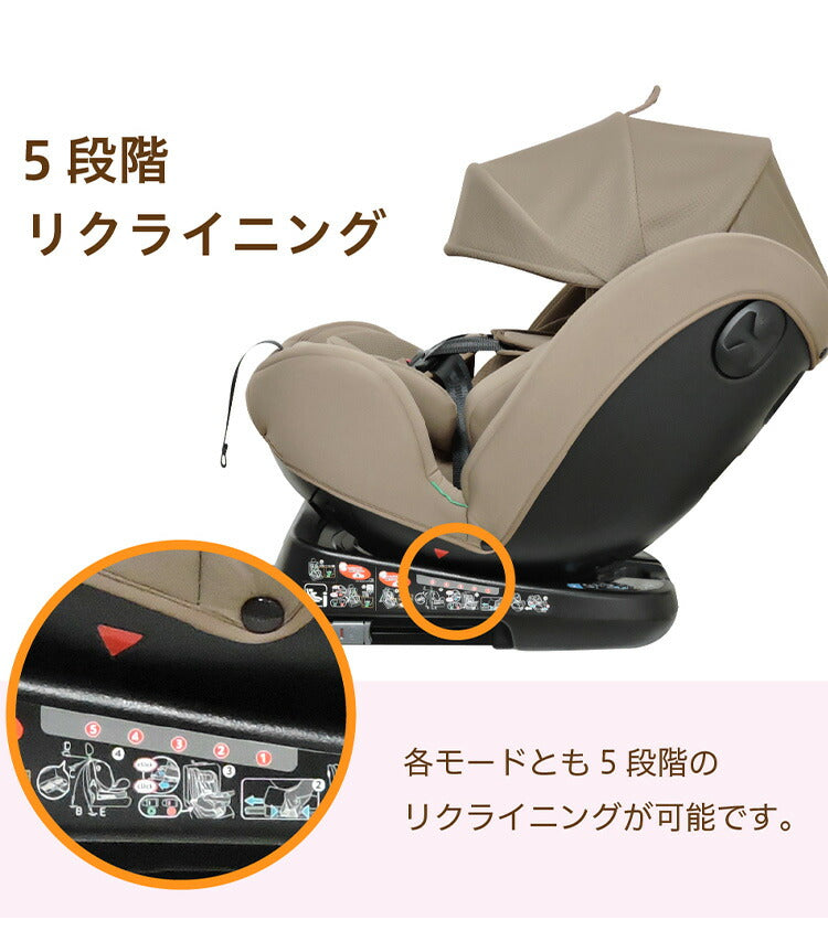 CG031 ビットターンR129 モカーキ 新安全基準R129適合 チャイルドシート 新生児~12歳頃 40cm~150cm 超ロングユース ISOFIX ジュニアシート 長く使える 洗える 取付簡単 キッズシート ベビーシート