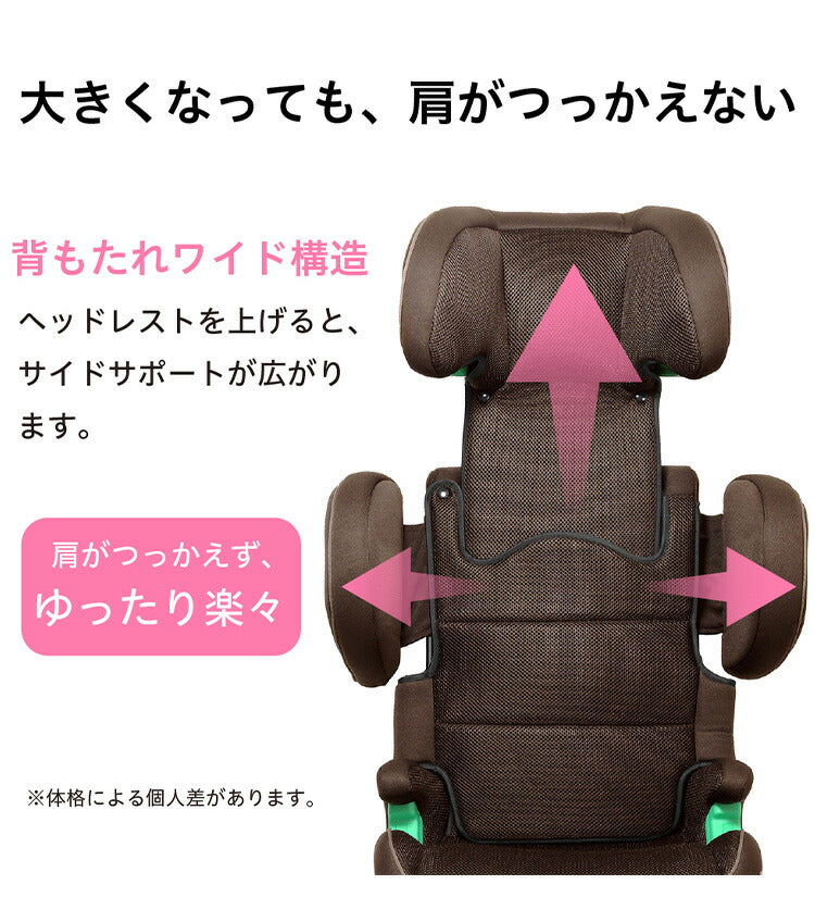 JG503 ハイバックJr. ISOFIX R129ブラウン 新安全基準R129適合 チャイルドシート 3歳~12歳頃 100cm~125cm ISOFIX 回転式 ジュニアシート 長く使える 洗える 取付簡単 キッズシート キッズ プレゼント
