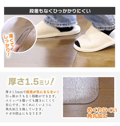 ダイニングマット 130×160cm 撥水 クリア 抗菌 防臭 防カビ 厚1.5mm 床 保護 傷防止マット 拭ける フロアマット テーブルマット クリアマット 透明マット チェアマット(代引不可)