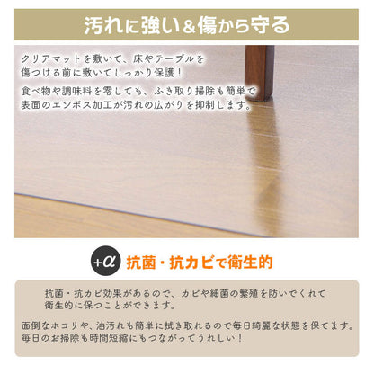 ダイニングマット 130×160cm 撥水 クリア 抗菌 防臭 防カビ 厚1.5mm 床 保護 傷防止マット 拭ける フロアマット テーブルマット クリアマット 透明マット チェアマット(代引不可)