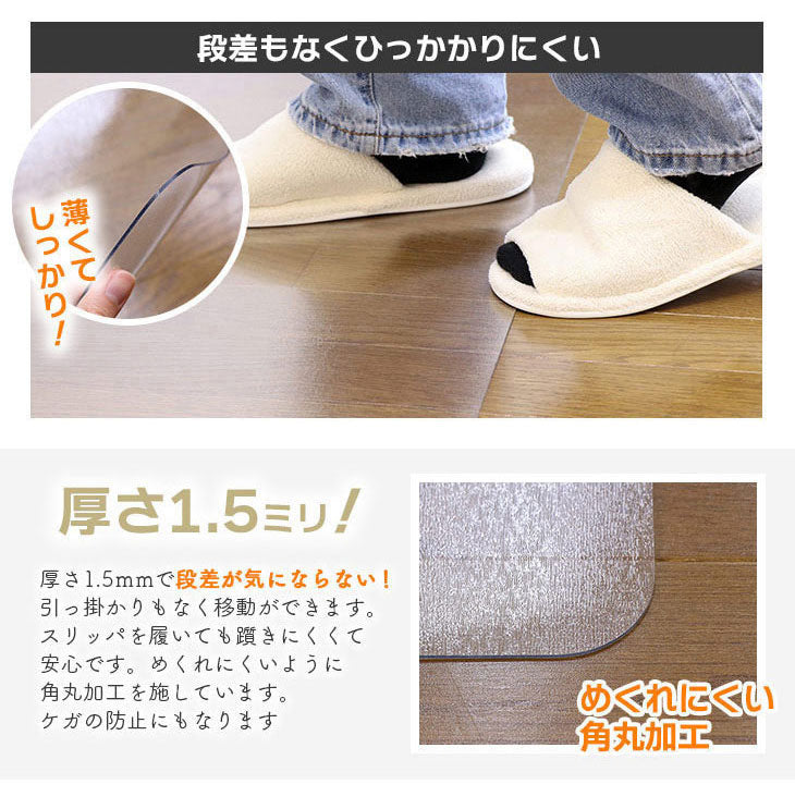 ダイニングマット 45×120cm 撥水 クリア 抗菌 防臭 防カビ 厚1.5mm 床 保護 傷防止マット 拭ける フロアマット テーブルマット クリアマット 透明マット チェアマット(代引不可)