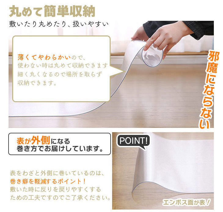 ダイニングマット 45×120cm 撥水 クリア 抗菌 防臭 防カビ 厚1.5mm 床 保護 傷防止マット 拭ける フロアマット テーブルマット クリアマット 透明マット チェアマット(代引不可)
