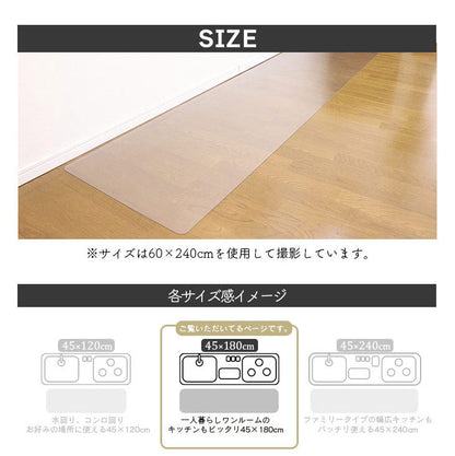 ダイニングマット 45×180cm 撥水 クリア 抗菌 防臭 防カビ 厚1.5mm 床 保護 傷防止マット 拭ける フロアマット テーブルマット クリアマット 透明マット チェアマット(代引不可)