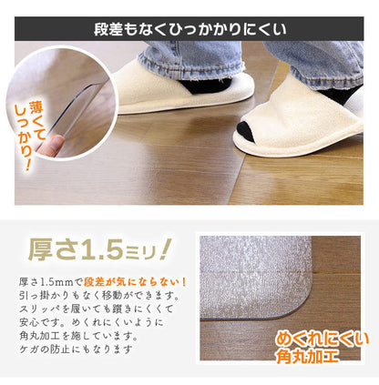 ダイニングマット 45×180cm 撥水 クリア 抗菌 防臭 防カビ 厚1.5mm 床 保護 傷防止マット 拭ける フロアマット テーブルマット クリアマット 透明マット チェアマット(代引不可)