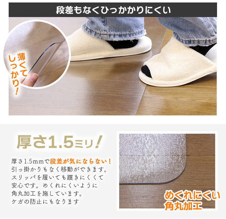 ダイニングマット 45×240cm 撥水 クリア 抗菌 防臭 防カビ 厚1.5mm 床 保護 傷防止マット 拭ける フロアマット テーブルマット クリアマット 透明マット チェアマット(代引不可)
