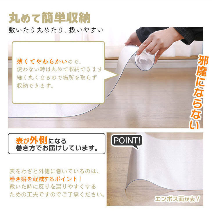 ダイニングマット 45×240cm 撥水 クリア 抗菌 防臭 防カビ 厚1.5mm 床 保護 傷防止マット 拭ける フロアマット テーブルマット クリアマット 透明マット チェアマット(代引不可)
