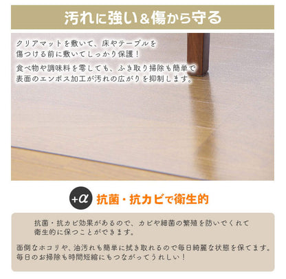 ダイニングマット 45×240cm 撥水 クリア 抗菌 防臭 防カビ 厚1.5mm 床 保護 傷防止マット 拭ける フロアマット テーブルマット クリアマット 透明マット チェアマット(代引不可)