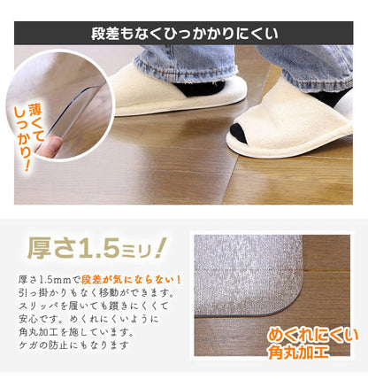 ダイニングマット 53×62cm 撥水 クリア 抗菌 防臭 防カビ 厚1.5mm 床 保護 傷防止マット 拭ける フロアマット テーブルマット クリアマット 透明マット チェアマット(代引不可)