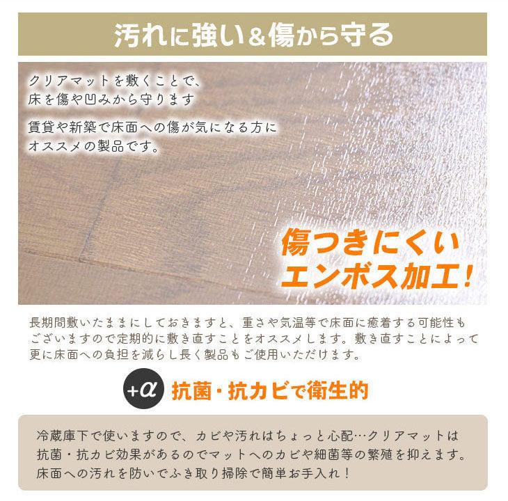 ダイニングマット 53×62cm 撥水 クリア 抗菌 防臭 防カビ 厚1.5mm 床 保護 傷防止マット 拭ける フロアマット テーブルマット クリアマット 透明マット チェアマット(代引不可)