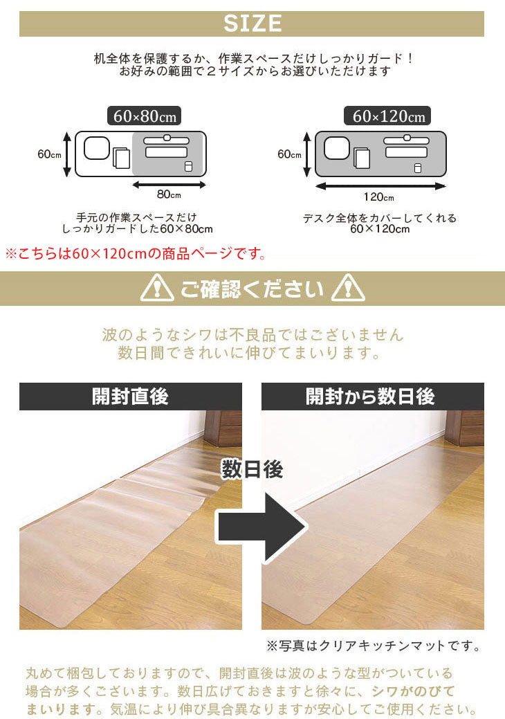 ダイニングマット 60×120cm 撥水 クリア 抗菌 防臭 防カビ 厚1.5mm 床 保護 傷防止マット 拭ける フロアマット テーブルマット クリアマット 透明マット チェアマット(代引不可)