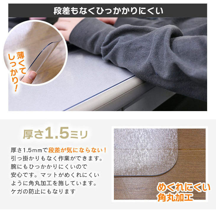 ダイニングマット 60×120cm 撥水 クリア 抗菌 防臭 防カビ 厚1.5mm 床 保護 傷防止マット 拭ける フロアマット テーブルマット クリアマット 透明マット チェアマット(代引不可)