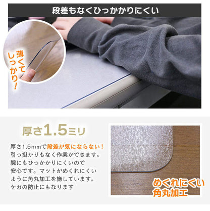 ダイニングマット 60×120cm 撥水 クリア 抗菌 防臭 防カビ 厚1.5mm 床 保護 傷防止マット 拭ける フロアマット テーブルマット クリアマット 透明マット チェアマット(代引不可)