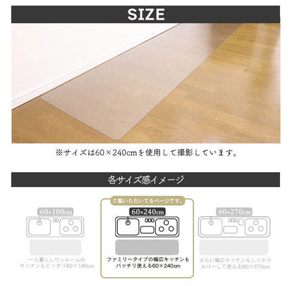 ダイニングマット 60×240cm 撥水 クリア 抗菌 防臭 防カビ 厚1.5mm 床 保護 傷防止マット 拭ける フロアマット テーブルマット クリアマット 透明マット チェアマット(代引不可)