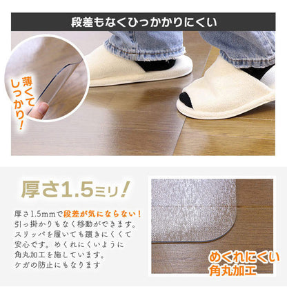 ダイニングマット 60×270cm 撥水 クリア 抗菌 防臭 防カビ 厚1.5mm 床 保護 傷防止マット 拭ける フロアマット テーブルマット クリアマット 透明マット チェアマット(代引不可)