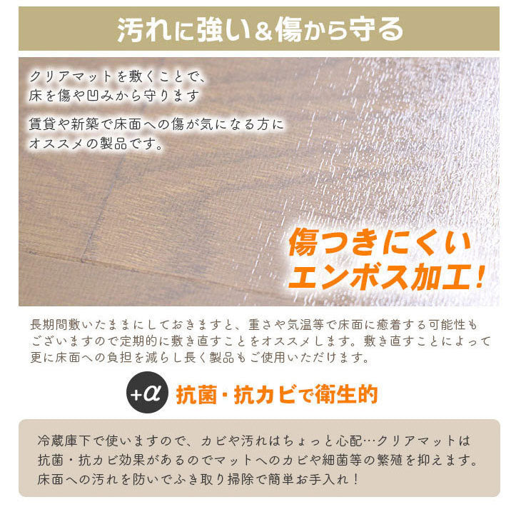 ダイニングマット 65×70cm 撥水 クリア 抗菌 防臭 防カビ 厚1.5mm 床 保護 傷防止マット 拭ける フロアマット テーブルマット クリアマット 透明マット チェアマット(代引不可)