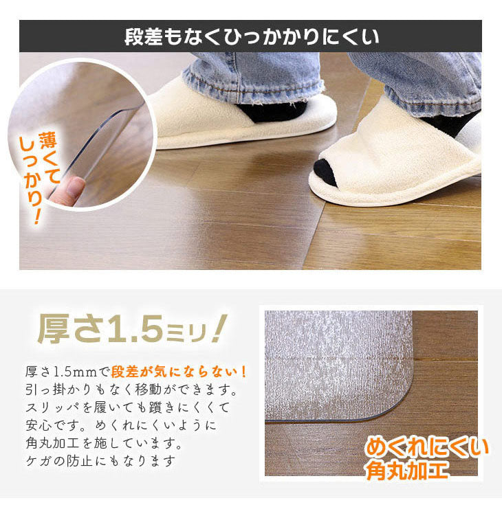 ダイニングマット 70×75cm 撥水 クリア 抗菌 防臭 防カビ 厚1.5mm 床 保護 傷防止マット 拭ける フロアマット テーブルマット クリアマット 透明マット チェアマット(代引不可)