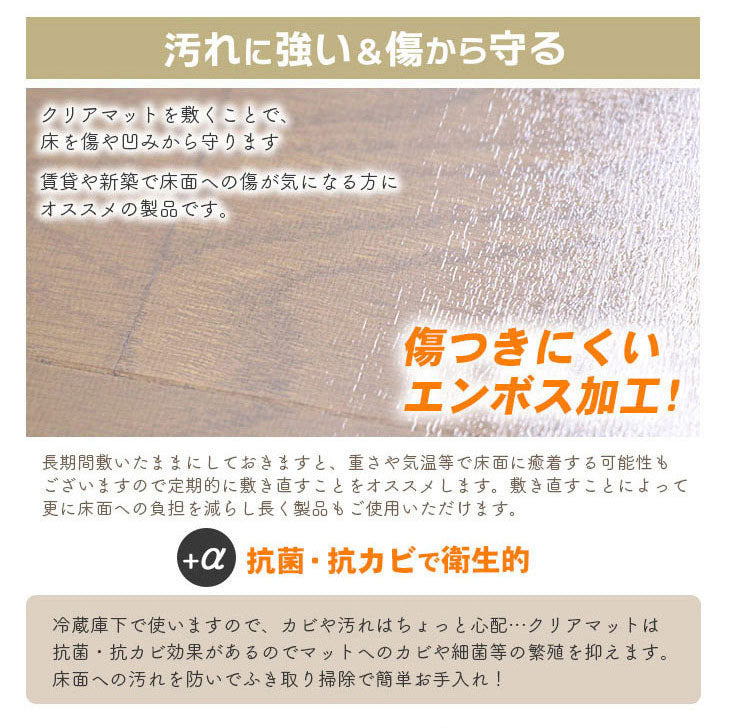 ダイニングマット 70×75cm 撥水 クリア 抗菌 防臭 防カビ 厚1.5mm 床 保護 傷防止マット 拭ける フロアマット テーブルマット クリアマット 透明マット チェアマット(代引不可)