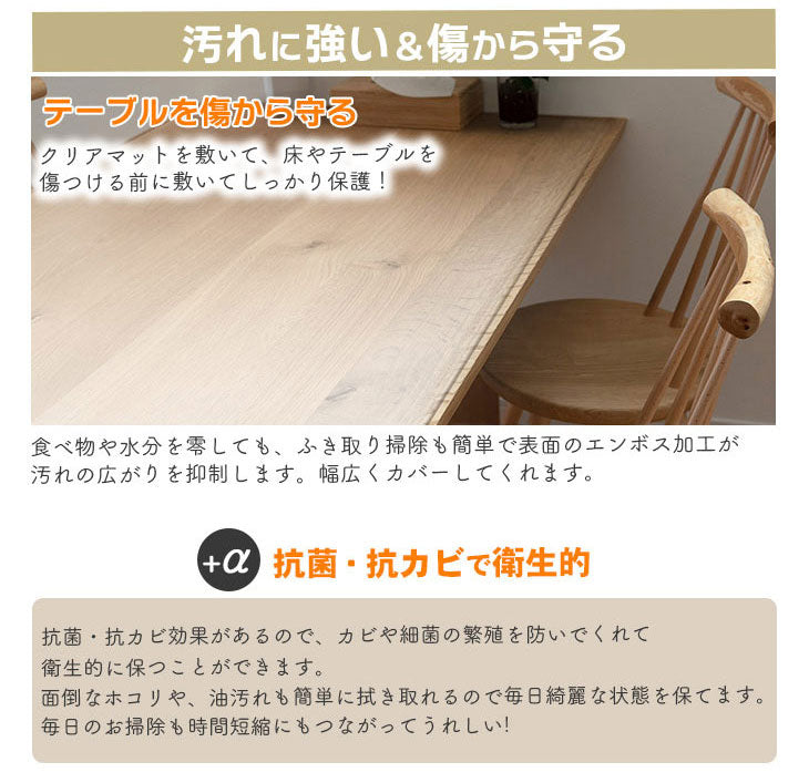 ダイニングマット 75×120cm 撥水 クリア 抗菌 防臭 防カビ 厚1.5mm 床 保護 傷防止マット 拭ける フロアマット テーブルマット クリアマット 透明マット チェアマット(代引不可)