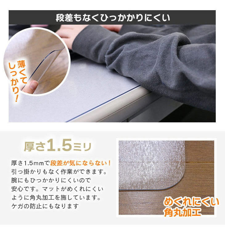 ダイニングマット 75×120cm 撥水 クリア 抗菌 防臭 防カビ 厚1.5mm 床 保護 傷防止マット 拭ける フロアマット テーブルマット クリアマット 透明マット チェアマット(代引不可)