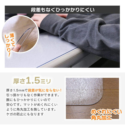 ダイニングマット 75×120cm 撥水 クリア 抗菌 防臭 防カビ 厚1.5mm 床 保護 傷防止マット 拭ける フロアマット テーブルマット クリアマット 透明マット チェアマット(代引不可)