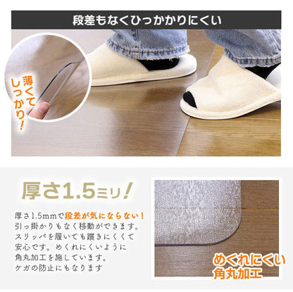 ダイニングマット 76×86cm 撥水 クリア 抗菌 防臭 防カビ 厚1.5mm 床 保護 傷防止マット 拭ける フロアマット テーブルマット クリアマット 透明マット チェアマット(代引不可)