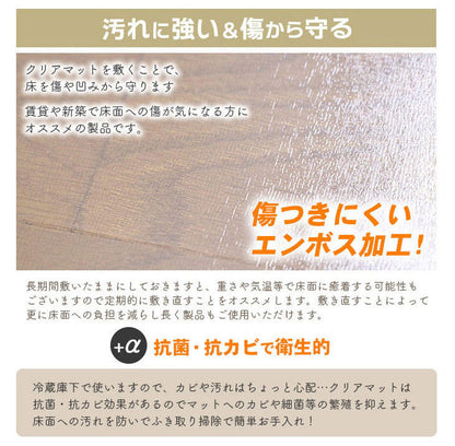 ダイニングマット 76×86cm 撥水 クリア 抗菌 防臭 防カビ 厚1.5mm 床 保護 傷防止マット 拭ける フロアマット テーブルマット クリアマット 透明マット チェアマット(代引不可)