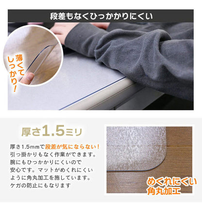ダイニングマット 80×80cm 撥水 クリア 抗菌 防臭 防カビ 厚1.5mm 床 保護 傷防止マット 拭ける フロアマット テーブルマット クリアマット 透明マット チェアマット(代引不可)