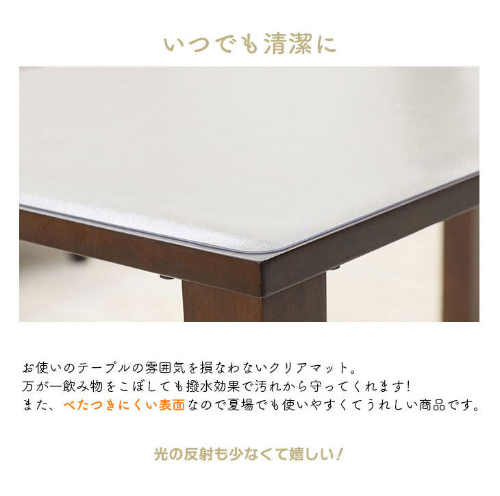 ダイニングマット 80×80cm 撥水 クリア 抗菌 防臭 防カビ 厚1.5mm 床 保護 傷防止マット 拭ける フロアマット テーブルマット クリアマット 透明マット チェアマット(代引不可)