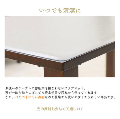 ダイニングマット 80×80cm 撥水 クリア 抗菌 防臭 防カビ 厚1.5mm 床 保護 傷防止マット 拭ける フロアマット テーブルマット クリアマット 透明マット チェアマット(代引不可)
