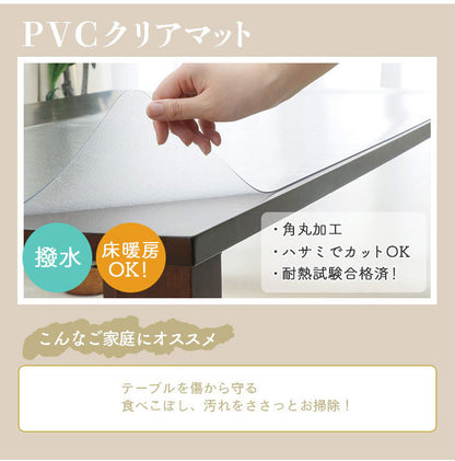 ダイニングマット 80×80cm 撥水 クリア 抗菌 防臭 防カビ 厚1.5mm 床 保護 傷防止マット 拭ける フロアマット テーブルマット クリアマット 透明マット チェアマット(代引不可)