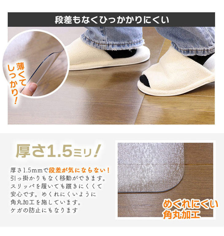 ダイニングマット 90×120cm 撥水 クリア 抗菌 防臭 防カビ 厚1.5mm 床 保護 傷防止マット 拭ける フロアマット テーブルマット クリアマット 透明マット チェアマット(代引不可)