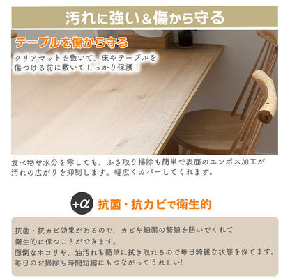 ダイニングマット 90×150cm 撥水 クリア 抗菌 防臭 防カビ 厚1.5mm 床 保護 傷防止マット 拭ける フロアマット テーブルマット クリアマット 透明マット チェアマット(代引不可)